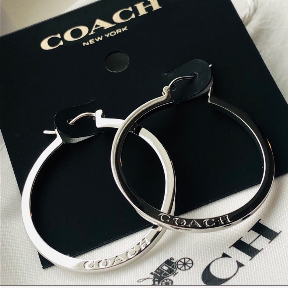 coach silver hoop earri… - Picture 2 of 4